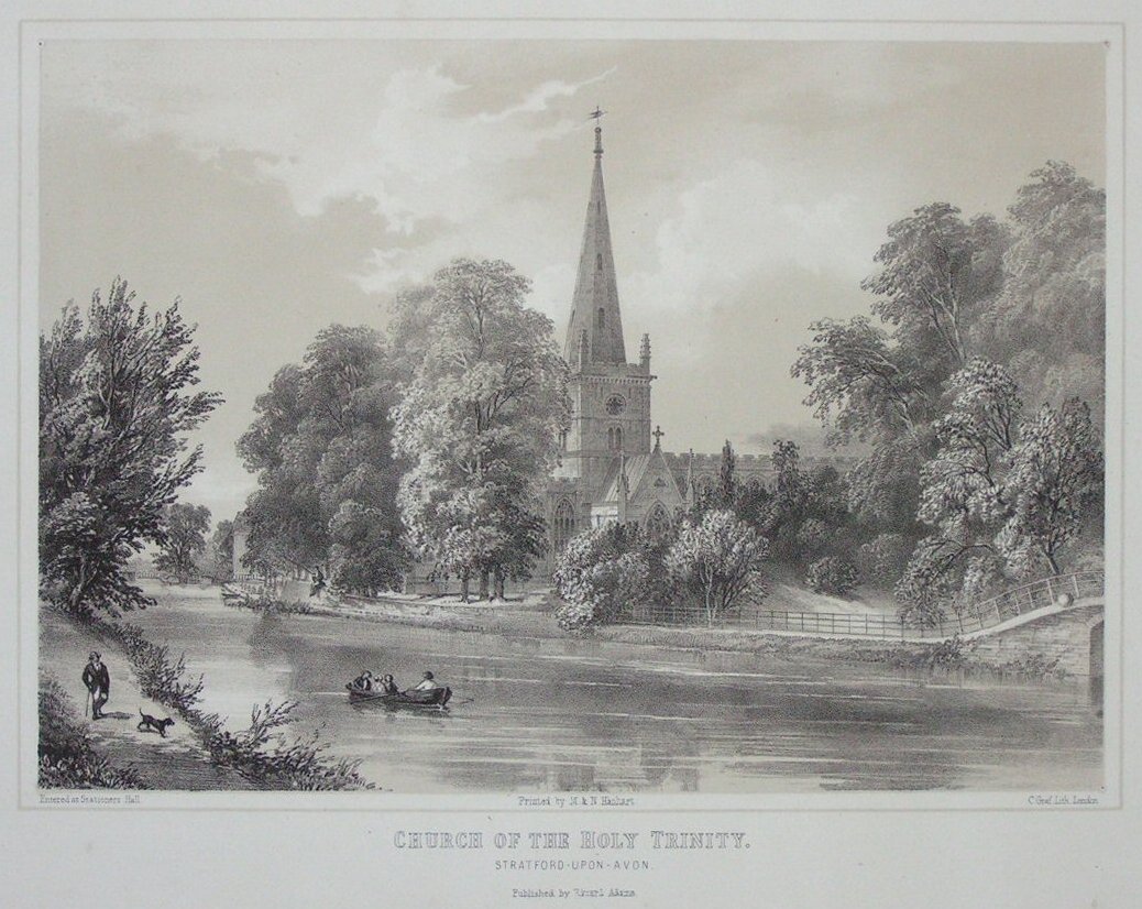 Lithograph - Church of the Holy Trinity. Stratford-upon-Avon. - Graf